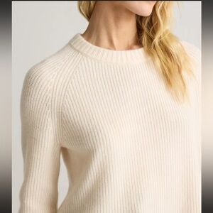 Quince Cashmere Fisherman Cream Crew Neck Sweater $100